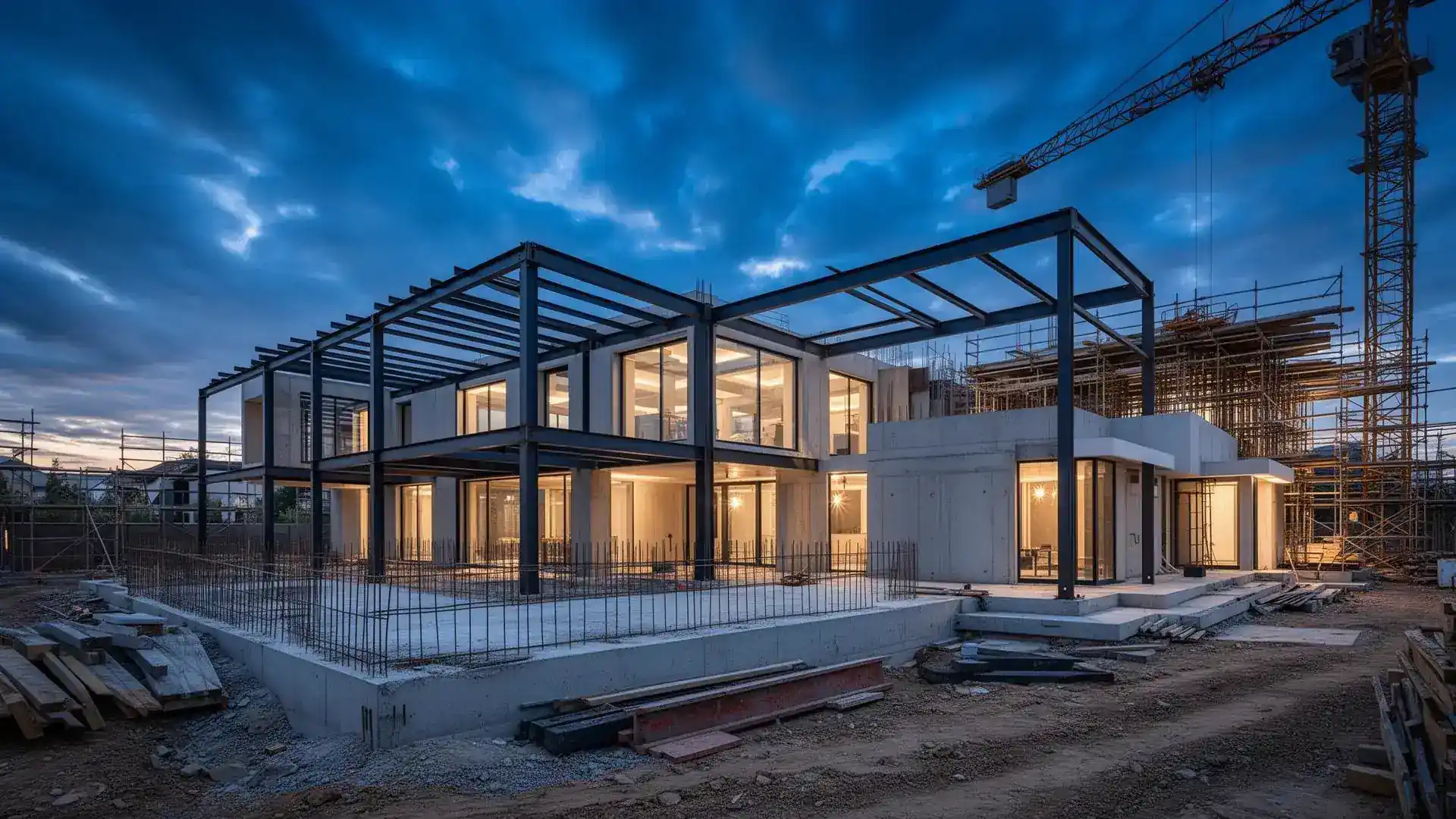 Obra moderna em construção